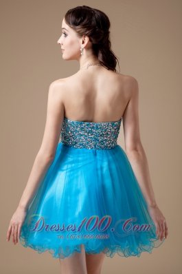 Teal A-line Cocktail Dress Colorful Beading